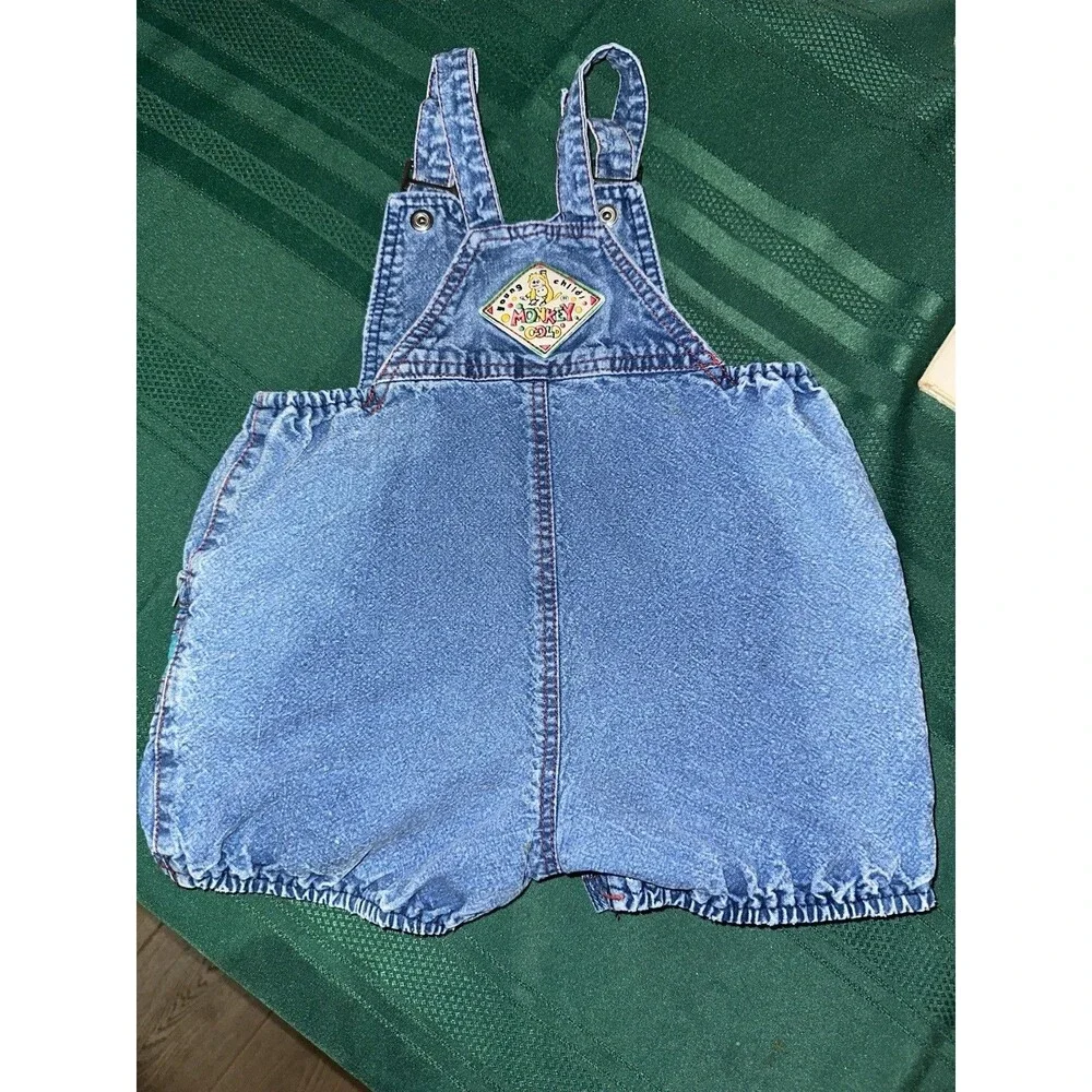 VTG Monkey Gold MGK Someone Special Golden Alligator Baby Demin Overalls Sz 4
